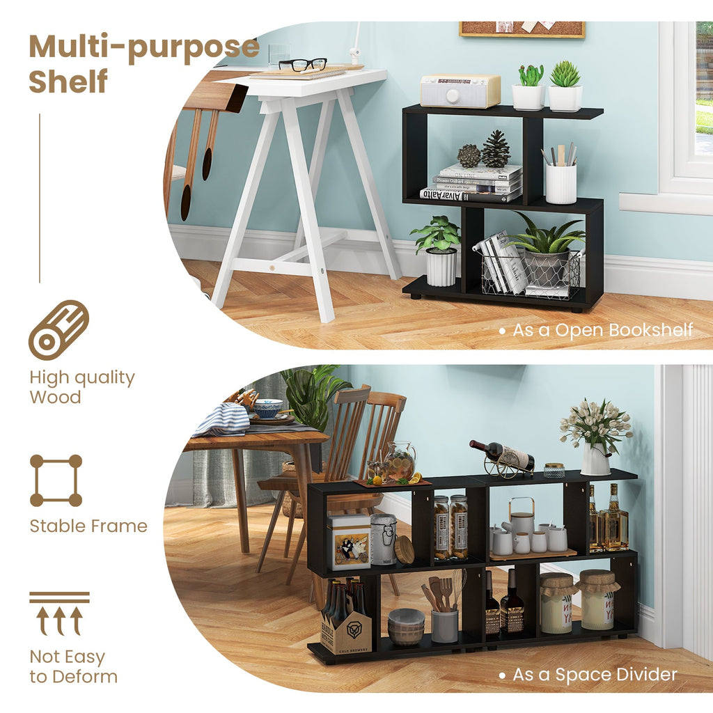 24 Inch 3-Tier Geometric Bookshelf with Thick Foot Pads
