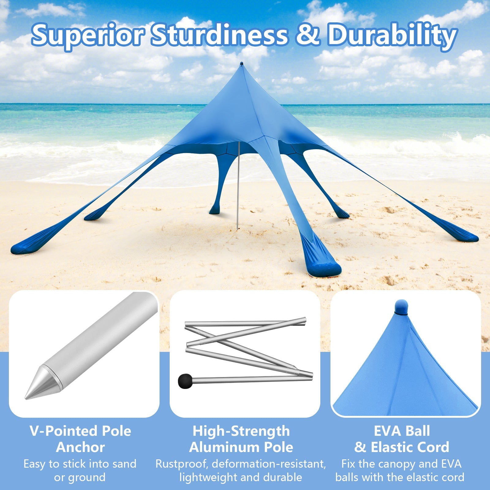 20 x 20 Feet Beach Canopy Tent with UPF50+ Sun Protection and Shovel