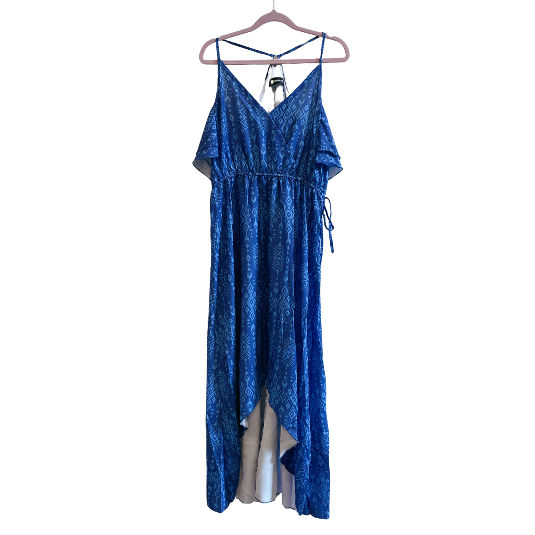 Broken Bow Cold Shoulder Maxi Dress in Blue Aztec