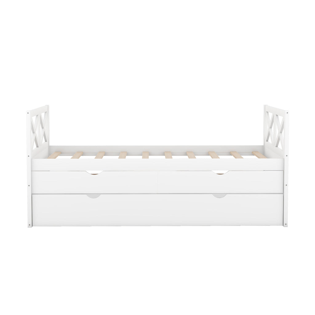 Multi-Functional Daybed with Drawers and Trundle  White