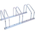3 bicycle parking racks, 22-28 inch wheel supports, maximum tire width 2.15 inches, galvanized