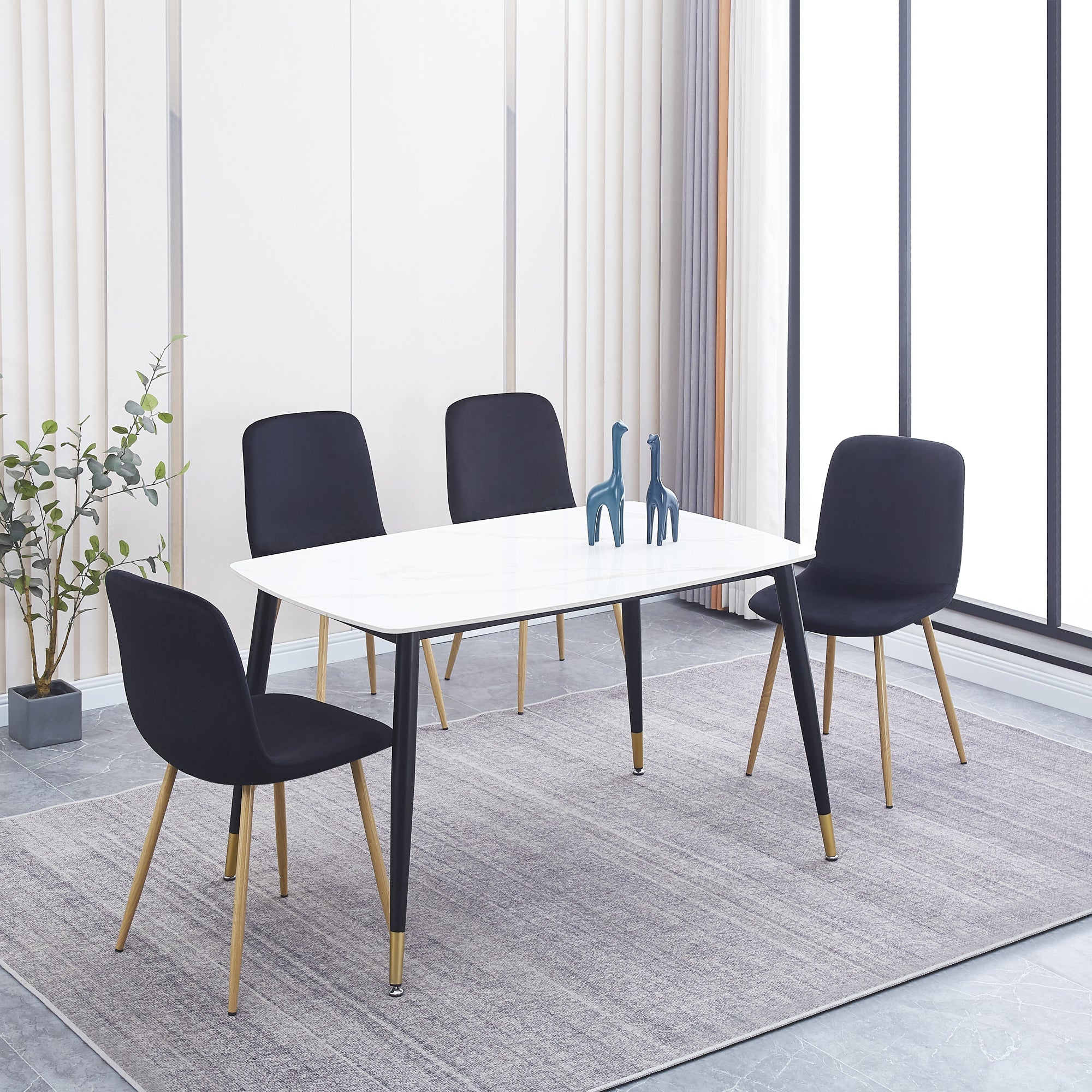 Dining Chair 4PCS（BLACK）Modern style New technology Suitable for restaurants cafes taverns offices