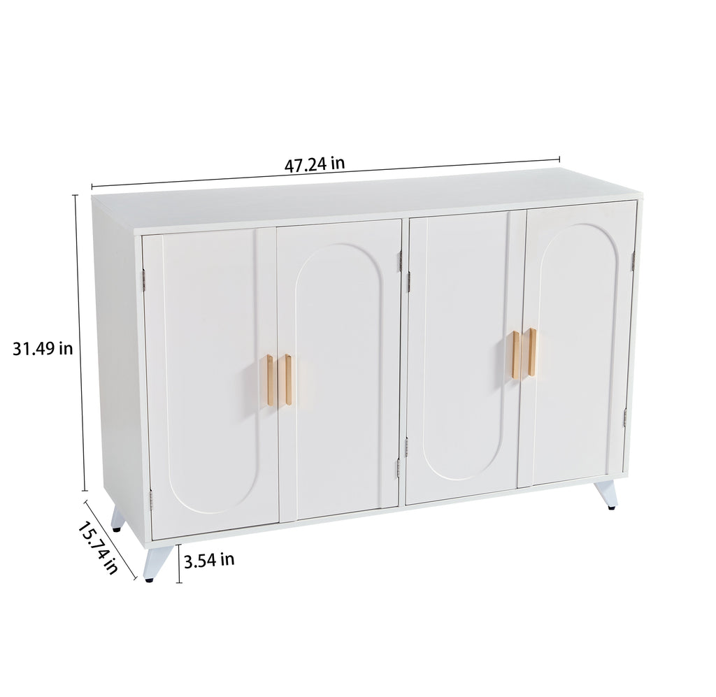 Sideboard Buffet cabinet with 4 doors and removable shelves, for living room, dining room, ivory white