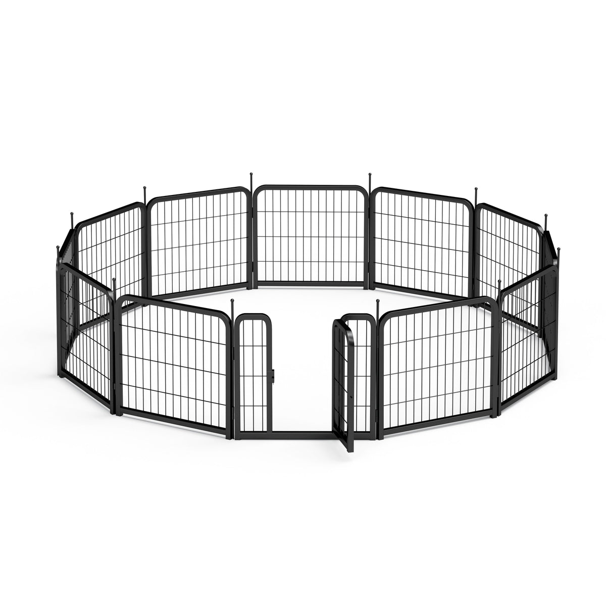 Outdoor 12 piece dog fence, 24 inch portable indoor game fence for small dog pets. Black, 22.2 inches wide x 23.6 inches high.