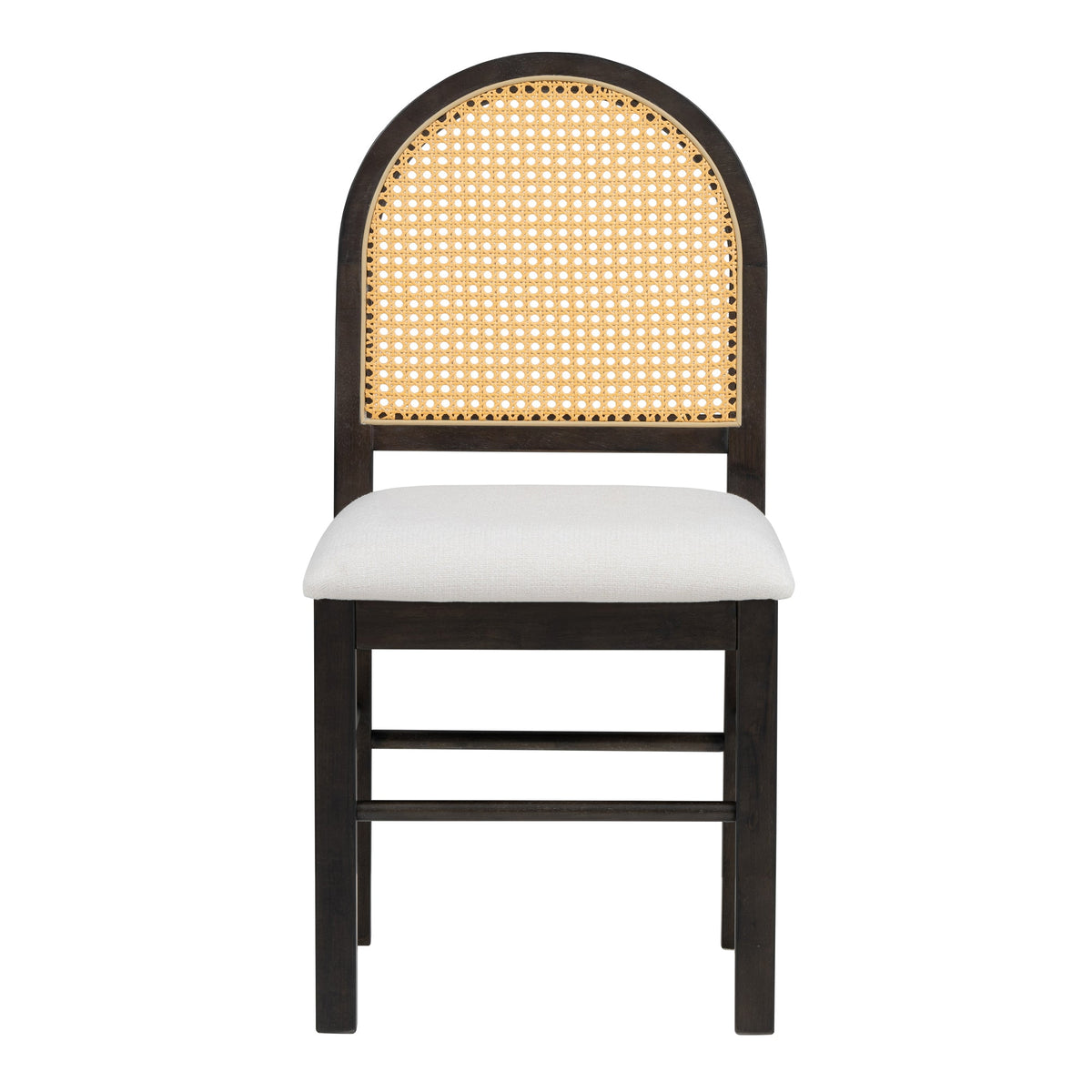 TREXM 5-piece retro functional cutlery set with 1 expandable dining table and 4 cushioned chairs with rattan backrests (espresso