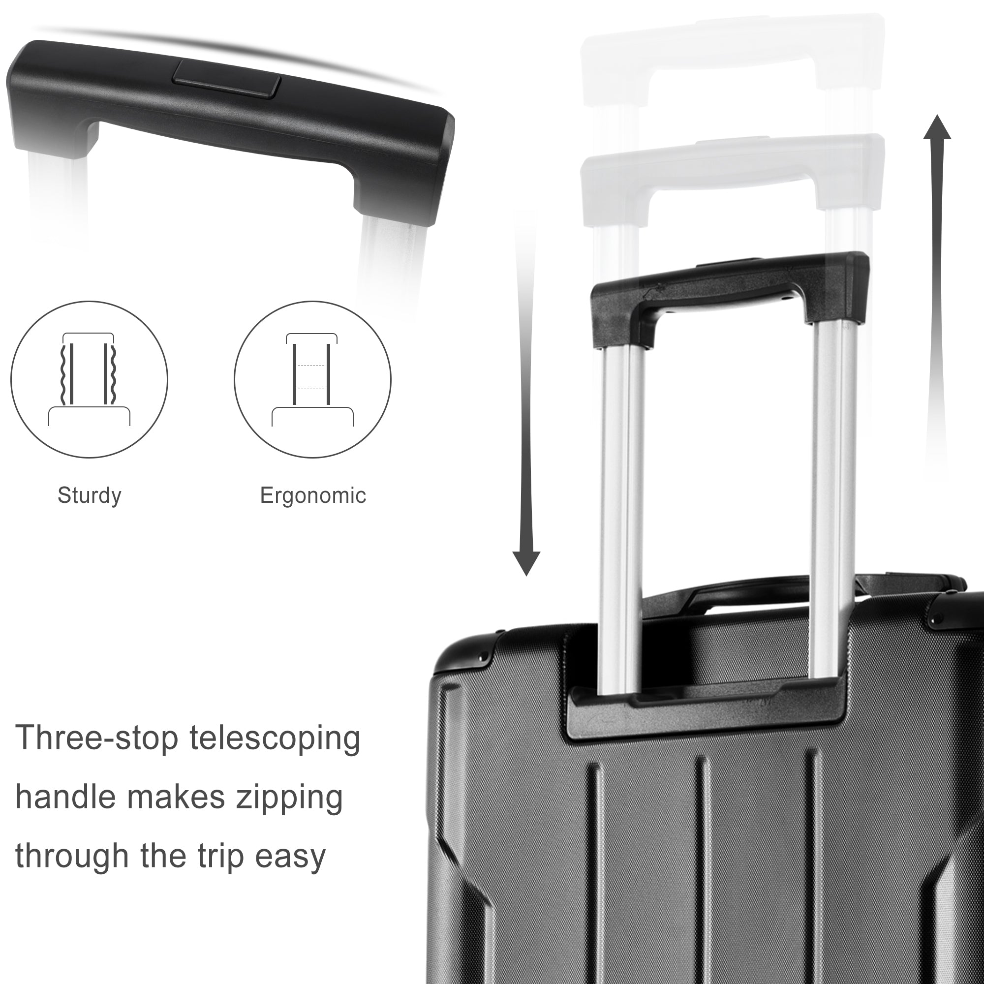 Hardshell Luggage Spinner Suitcase with TSA Lock Lightweight Expandable 24'' (Single Luggage) Black + ABS + 24 Inch