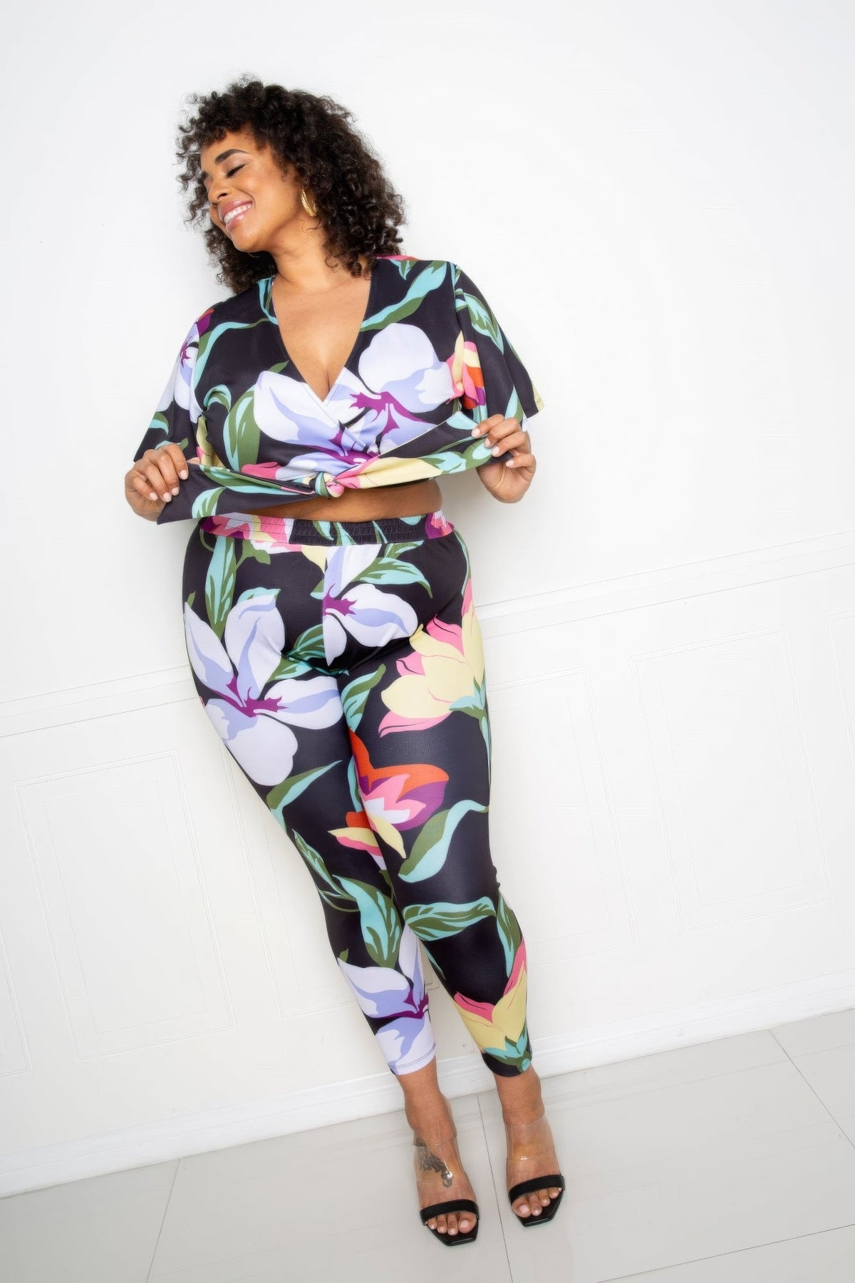 “Floral Arts” Black Jogger & Top Set