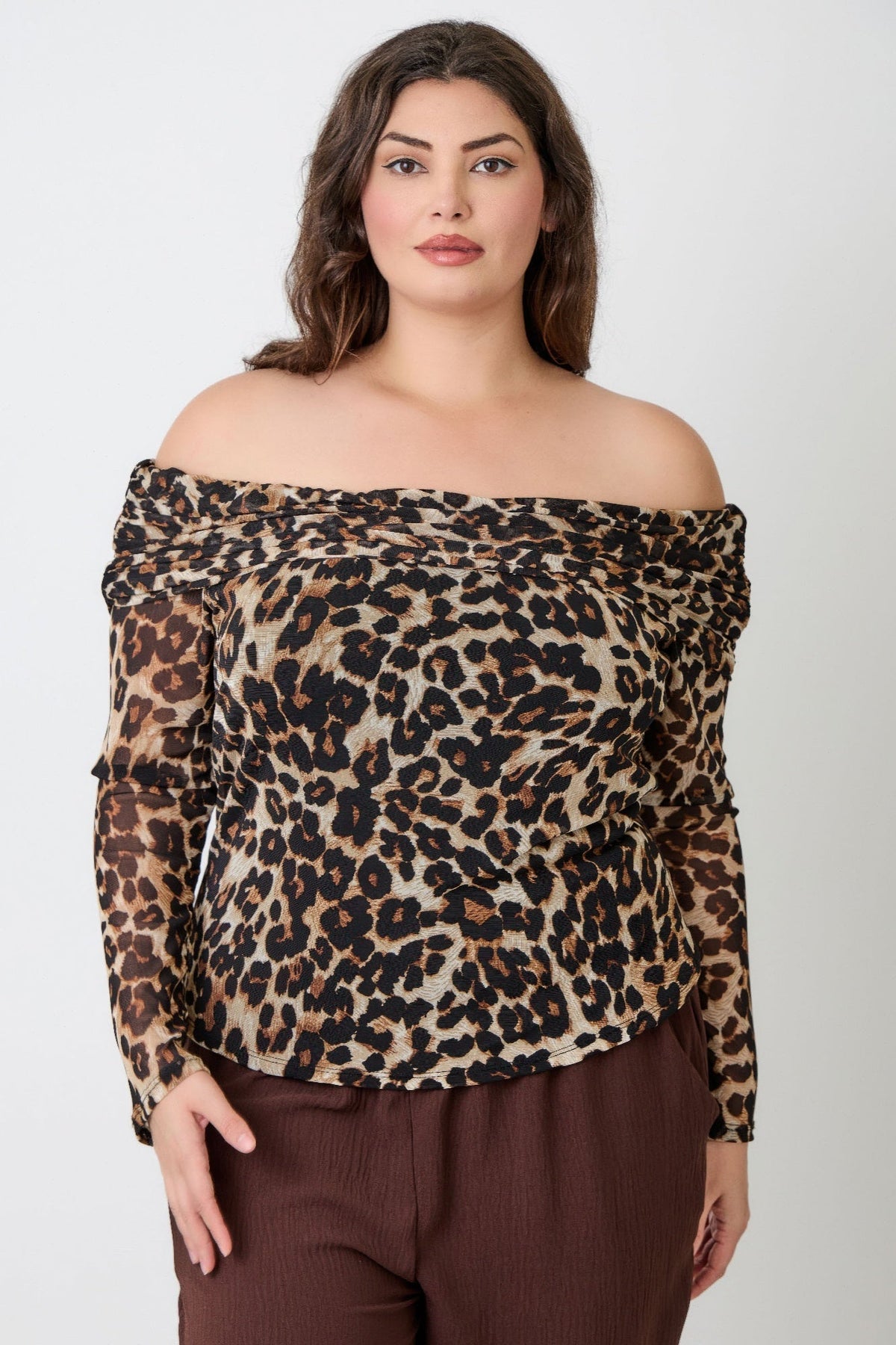 Leopard Print Off-the-shoulder Blouse
