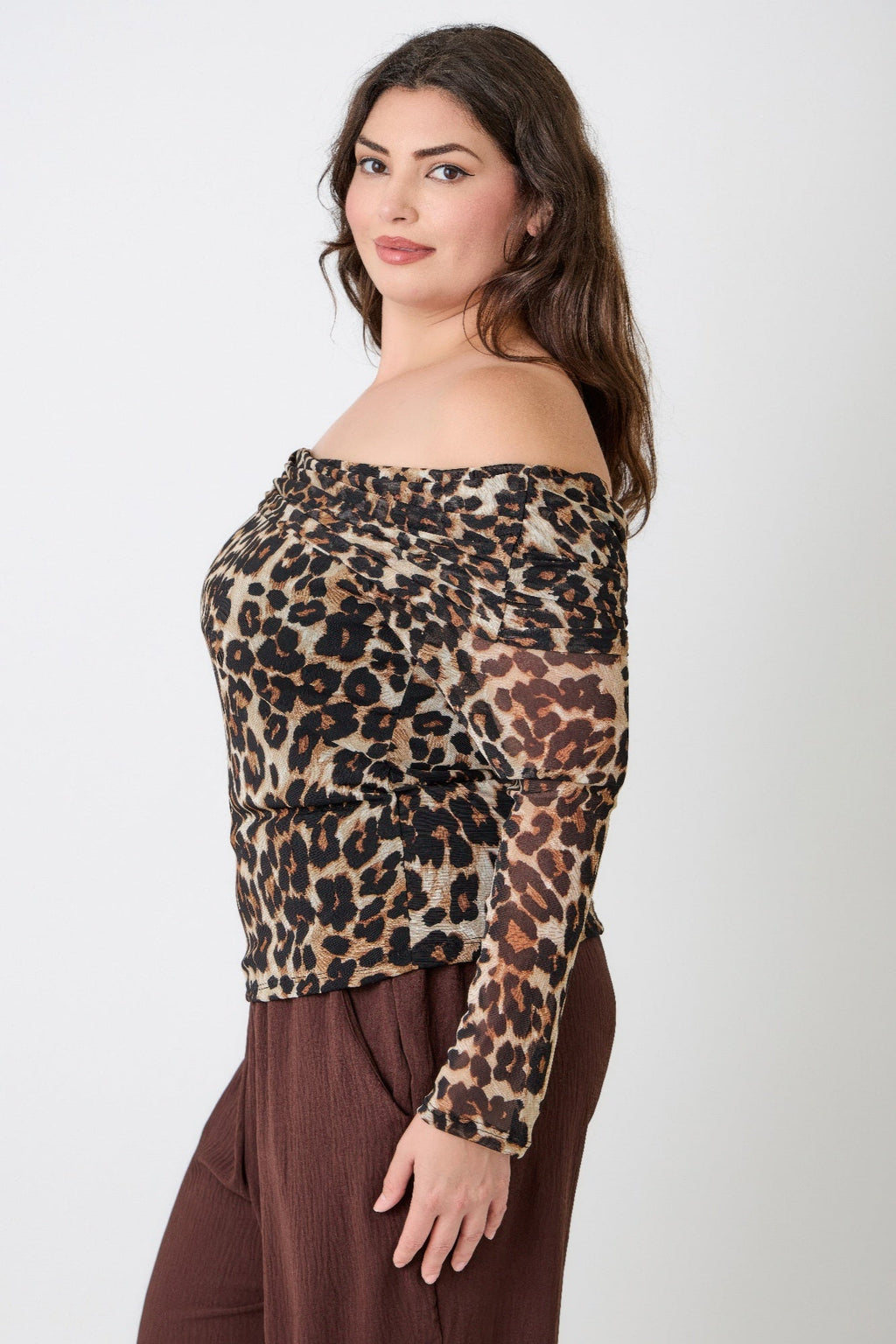 Leopard Print Off-the-shoulder Blouse