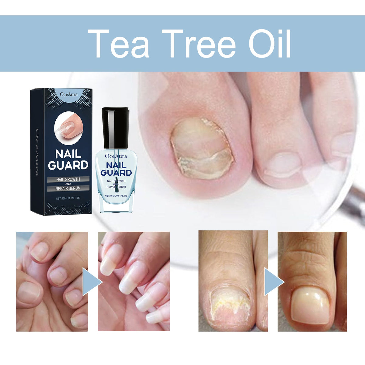 OCEAURA Nail Repair Lotion, Foot And Nail Nourishing Repair Soft Nails Gentle Clean Bright Nails Care