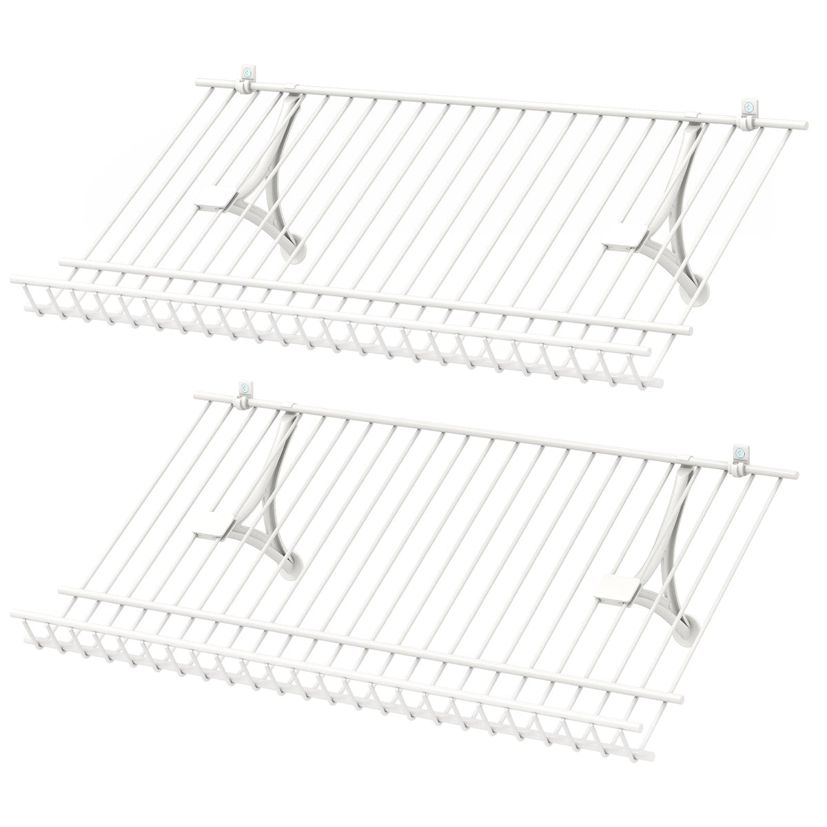 Closet Shelves Wall Mounted Set of 2 Metal Wire Shoe Racks