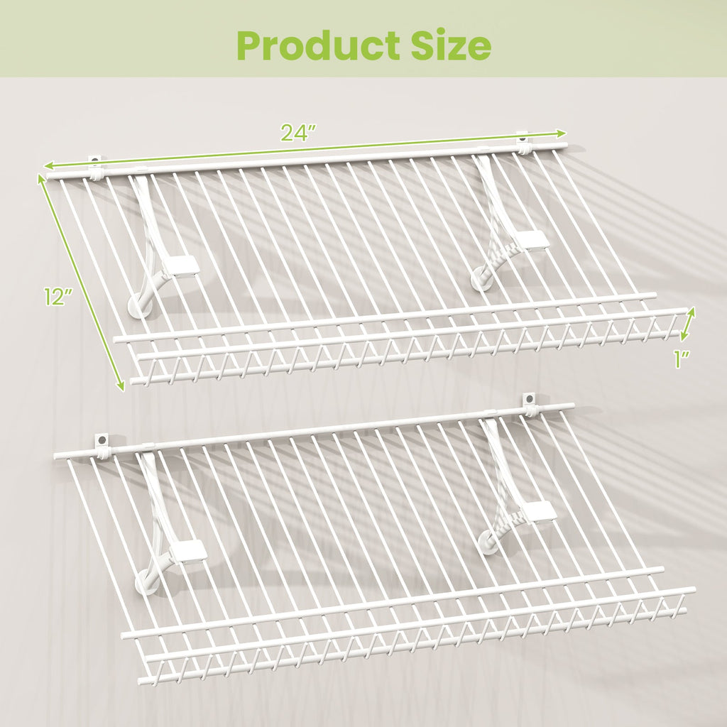 Closet Shelves Wall Mounted Set of 2 Metal Wire Shoe Racks