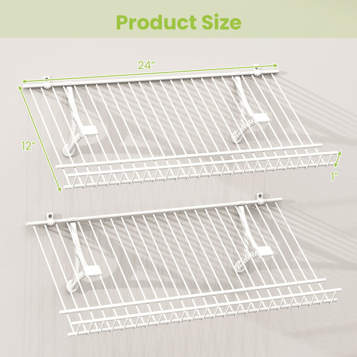 Closet Shelves Wall Mounted Set of 2 Metal Wire Shoe Racks