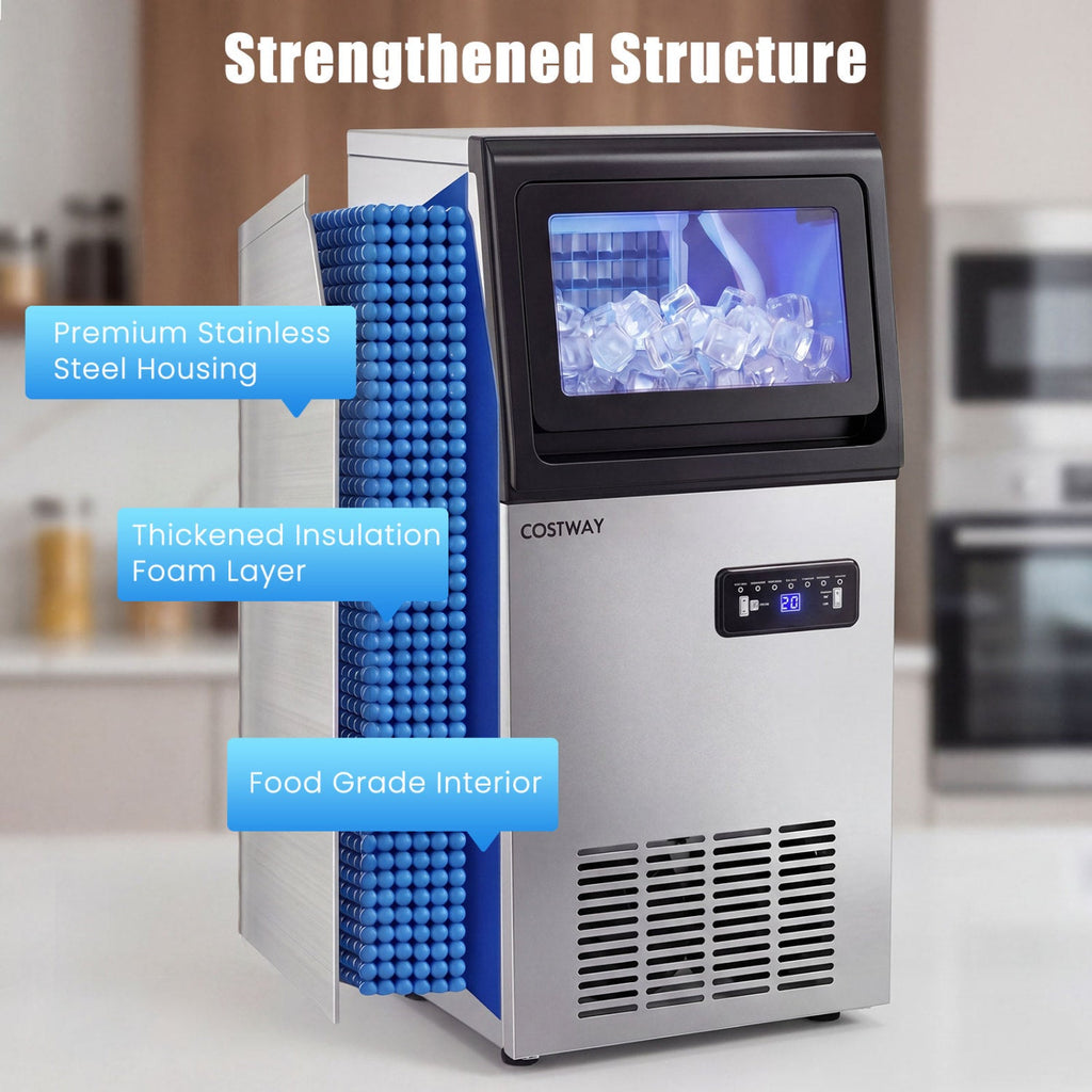 Stainless Steel Commercial Ice Maker 110 lbs/24H