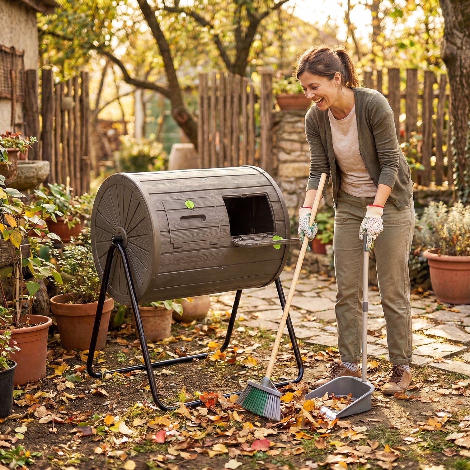 Compost Tumbler 37.5 Gallon Large Outdoor Compost Bin
