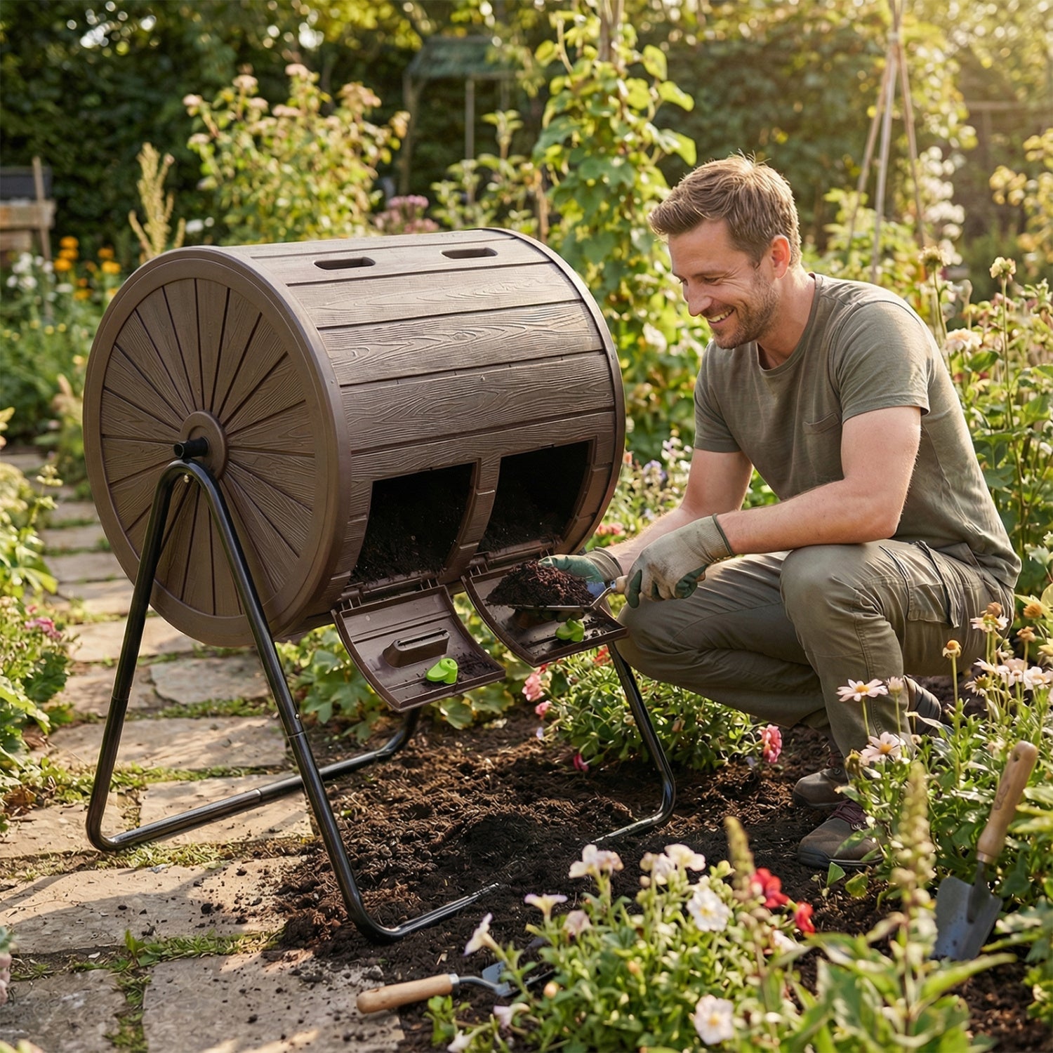 Compost Tumbler 37.5 Gallon Large Outdoor Compost Bin