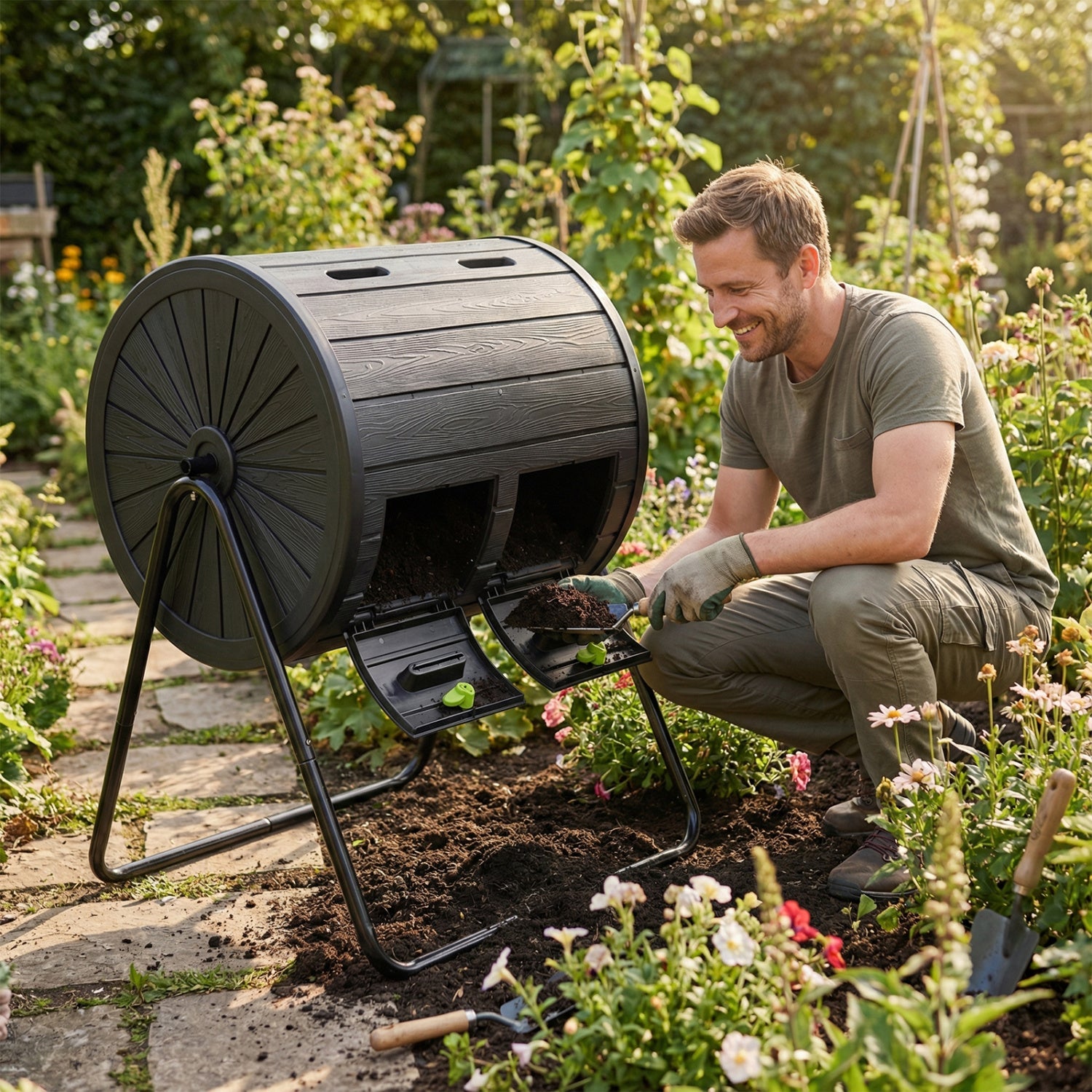 Compost Tumbler 37.5 Gallon Large Outdoor Compost Bin