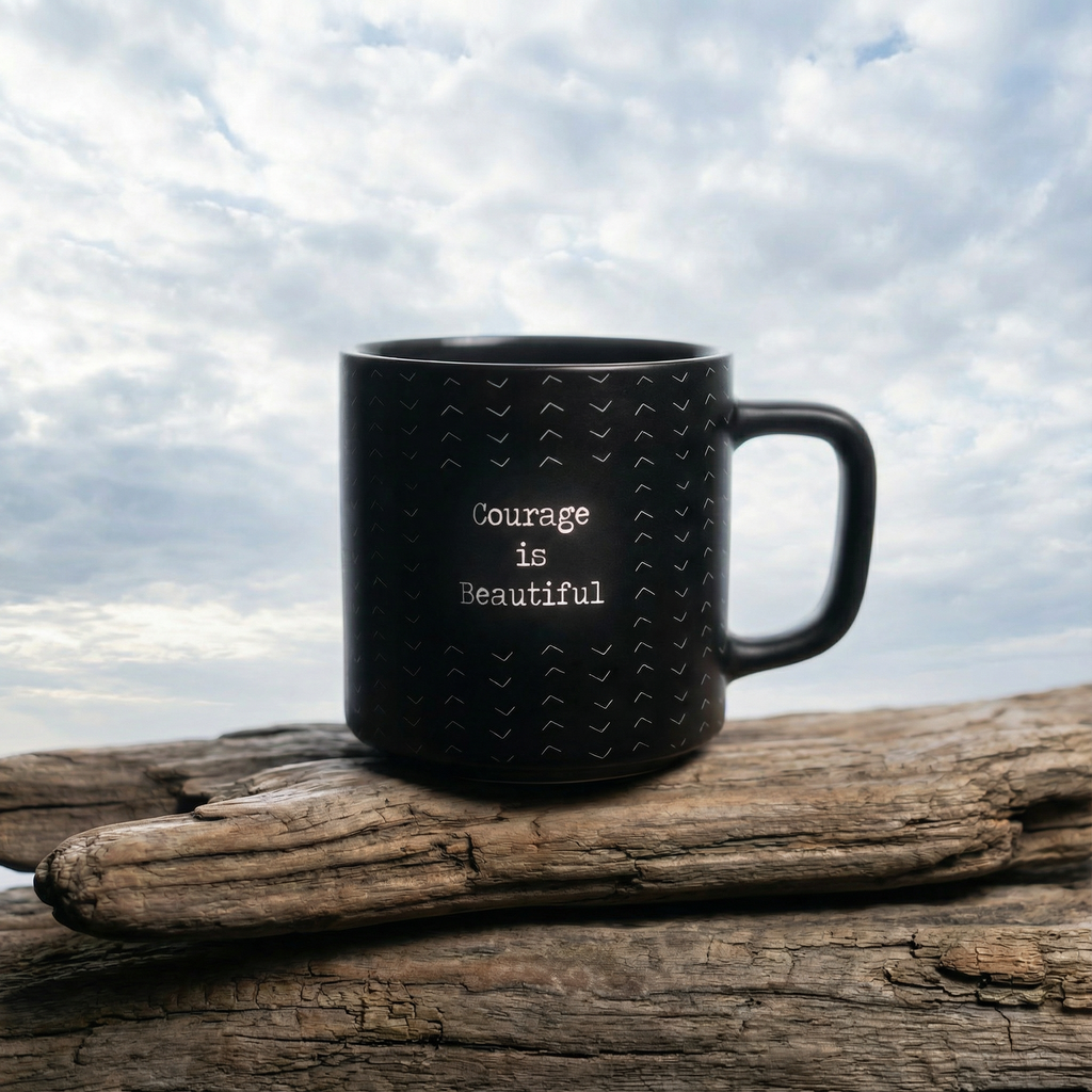 Courage Is Beautiful Stackable Mug | Stoneware Coffee Tea Cup | 14oz.