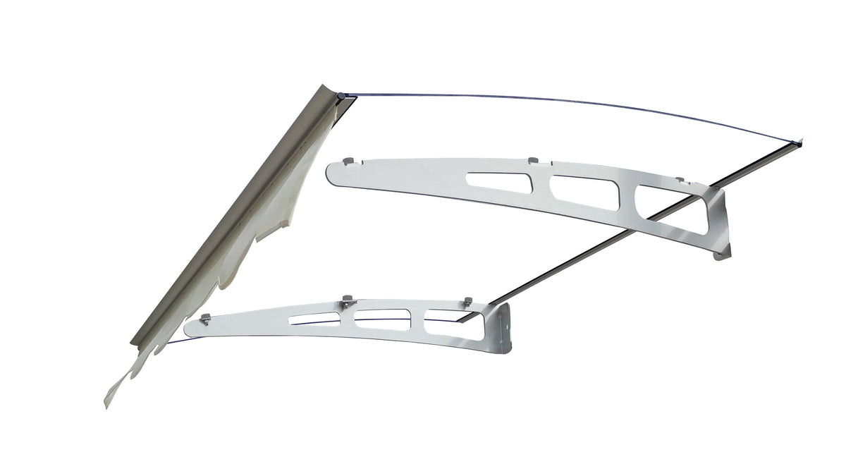 GarLUGH DA4734W Series Door Window Awning Made of 0.137 Inch Thick Crystal Solid Polycarbonate Sheet in size of 47" Wide x 34"