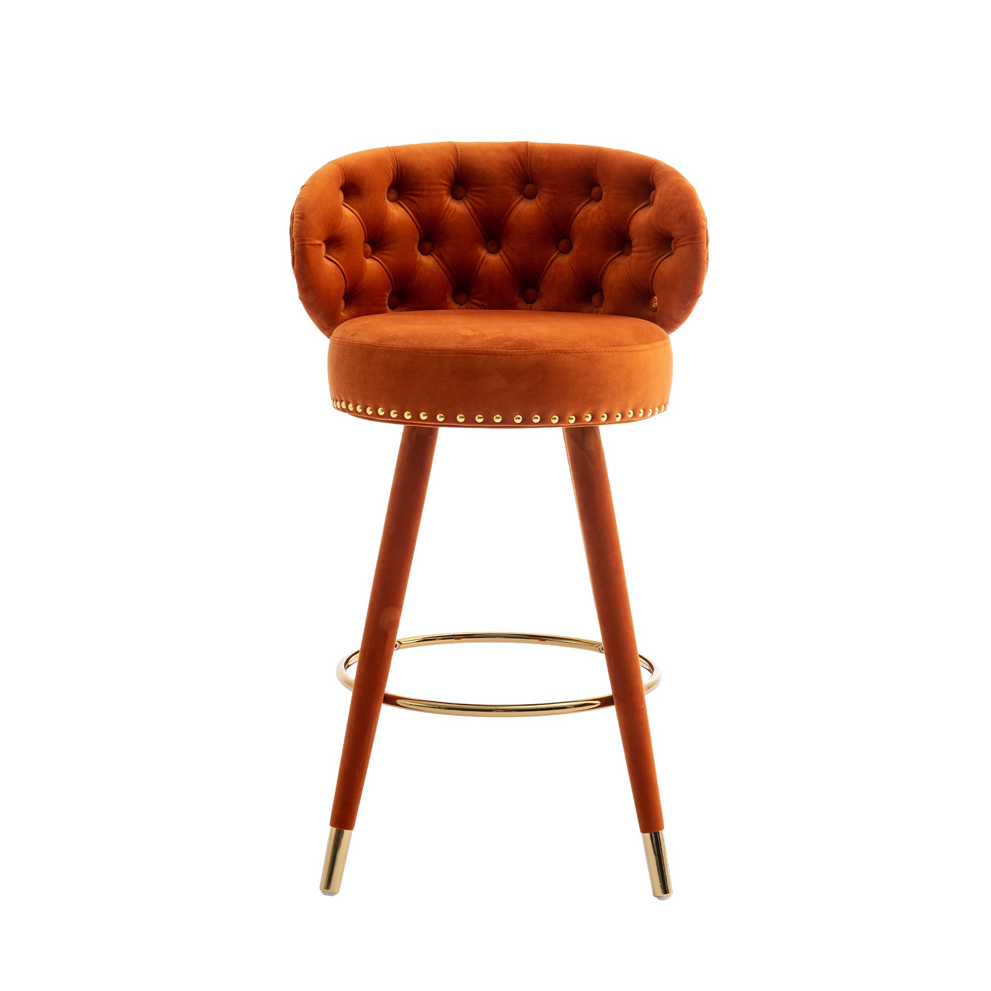 COOLMORE Counter Height Bar Stools Set of 2 for Kitchen Counter Solid Wood Legs with a fixed height of 360 degrees
