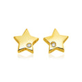 14k Yellow Gold Polished Star Earrings with Diamonds
