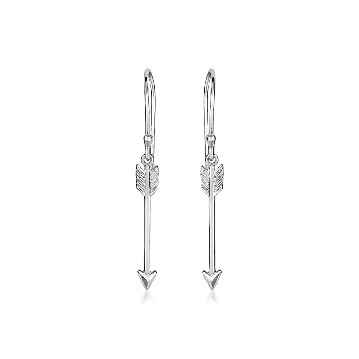 Sterling Silver Polished and Textured Arrow Earrings