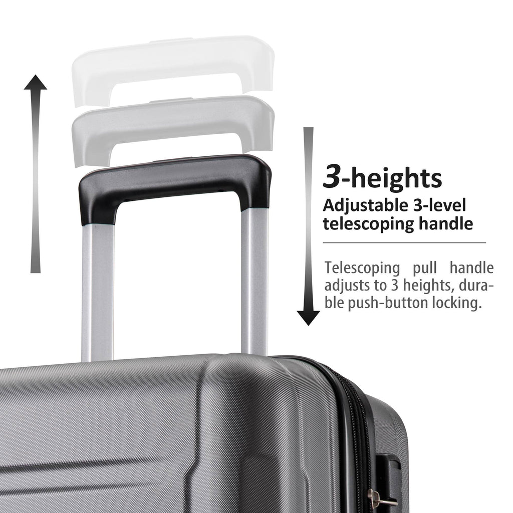 Expanable Spinner Wheel 2 Piece Luggage Set ABS Lightweight Suitcase with TSA Lock 20inch+24inch Dark Gray + Plastic