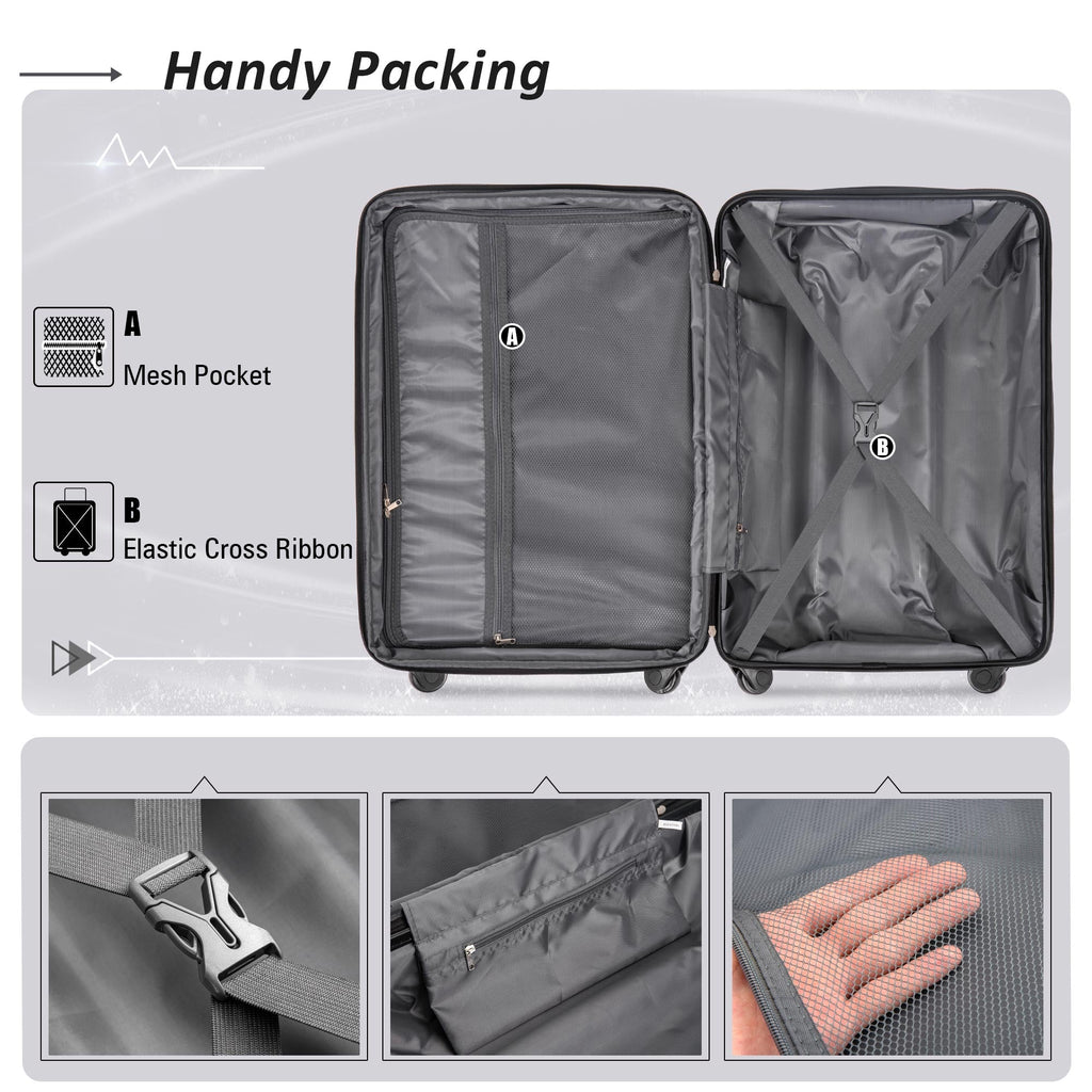 Expanable Spinner Wheel 2 Piece Luggage Set ABS Lightweight Suitcase with TSA Lock 20inch+28inch