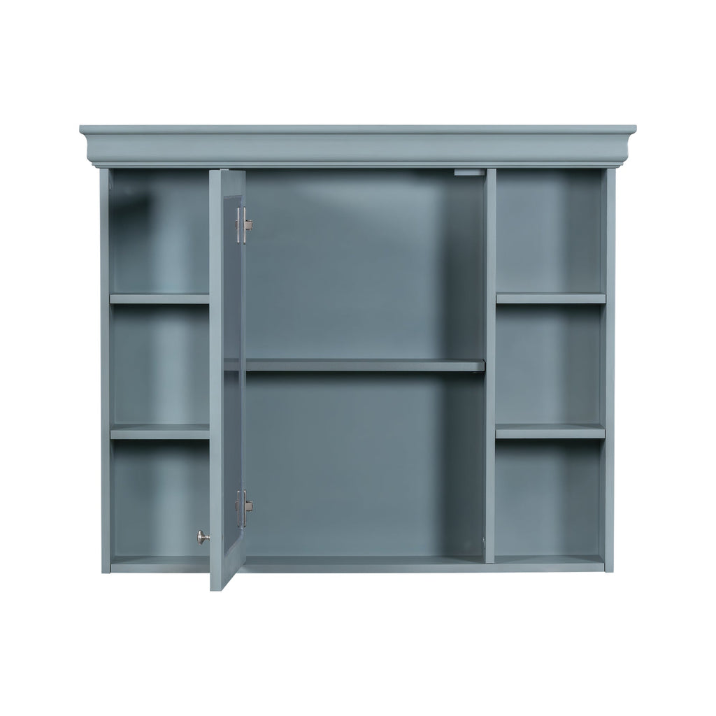 36 inch modern mirror cabinet with adjustable shelves, 2 soft closing doors, and 6 drawer storage cabinet door organizers
