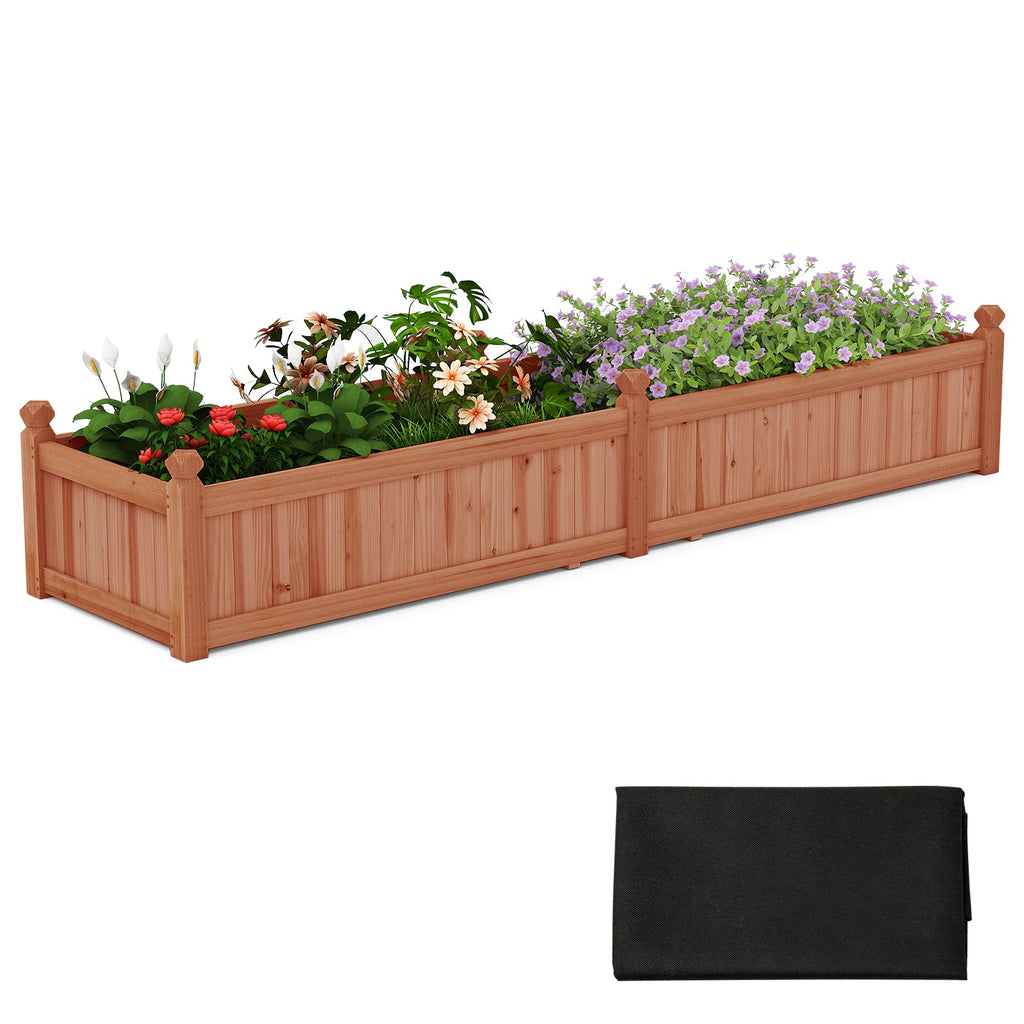 91 x 24 x 16 Inch Divisible Planter Box with Corner Drainage and Non-woven Liner for Growing Vegetables