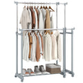 Double Rod Clothes Rack Heavy-Duty Metal Garment Rack