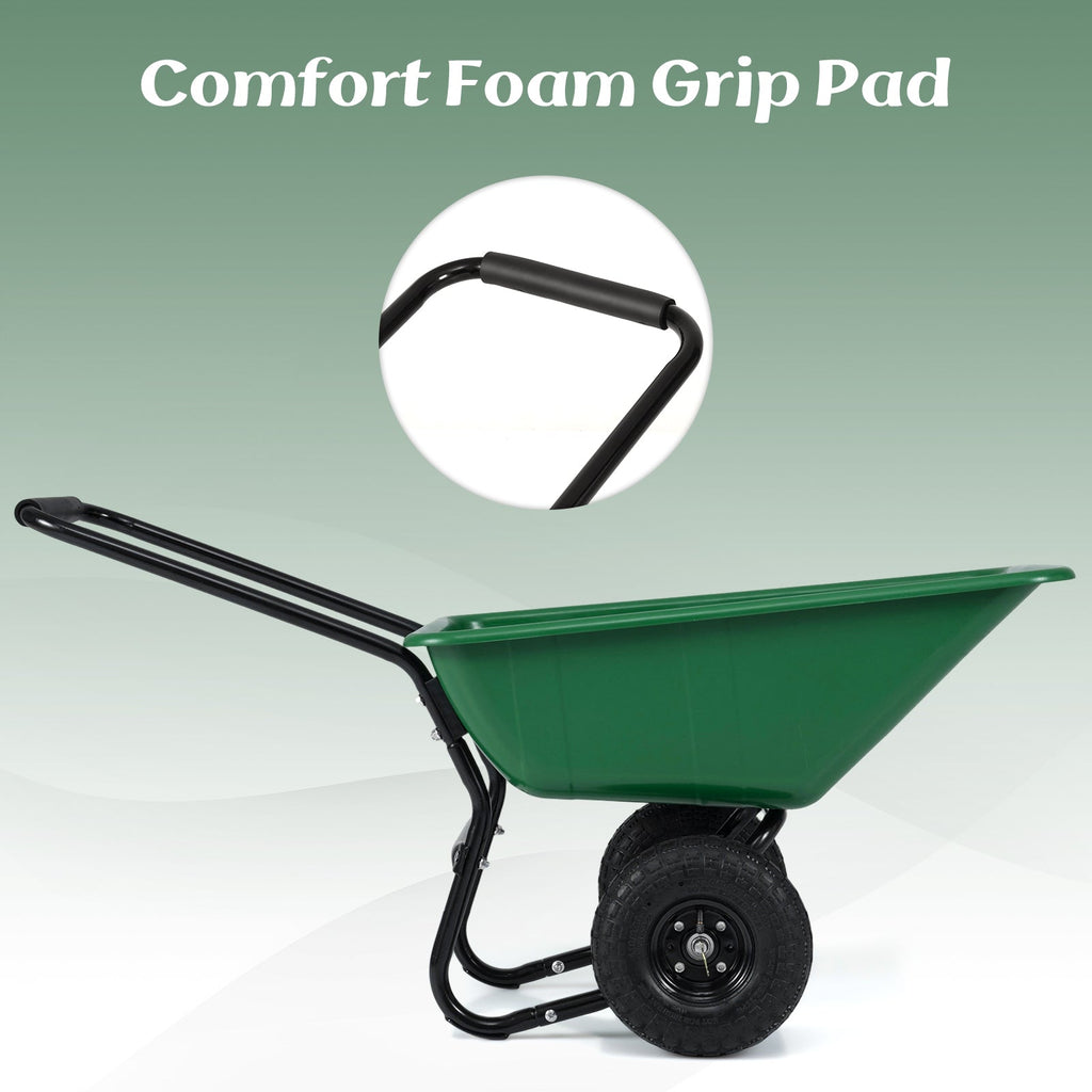Dual-Wheel Wheelbarrow Garden Utility Cart with Pneumatic Tires