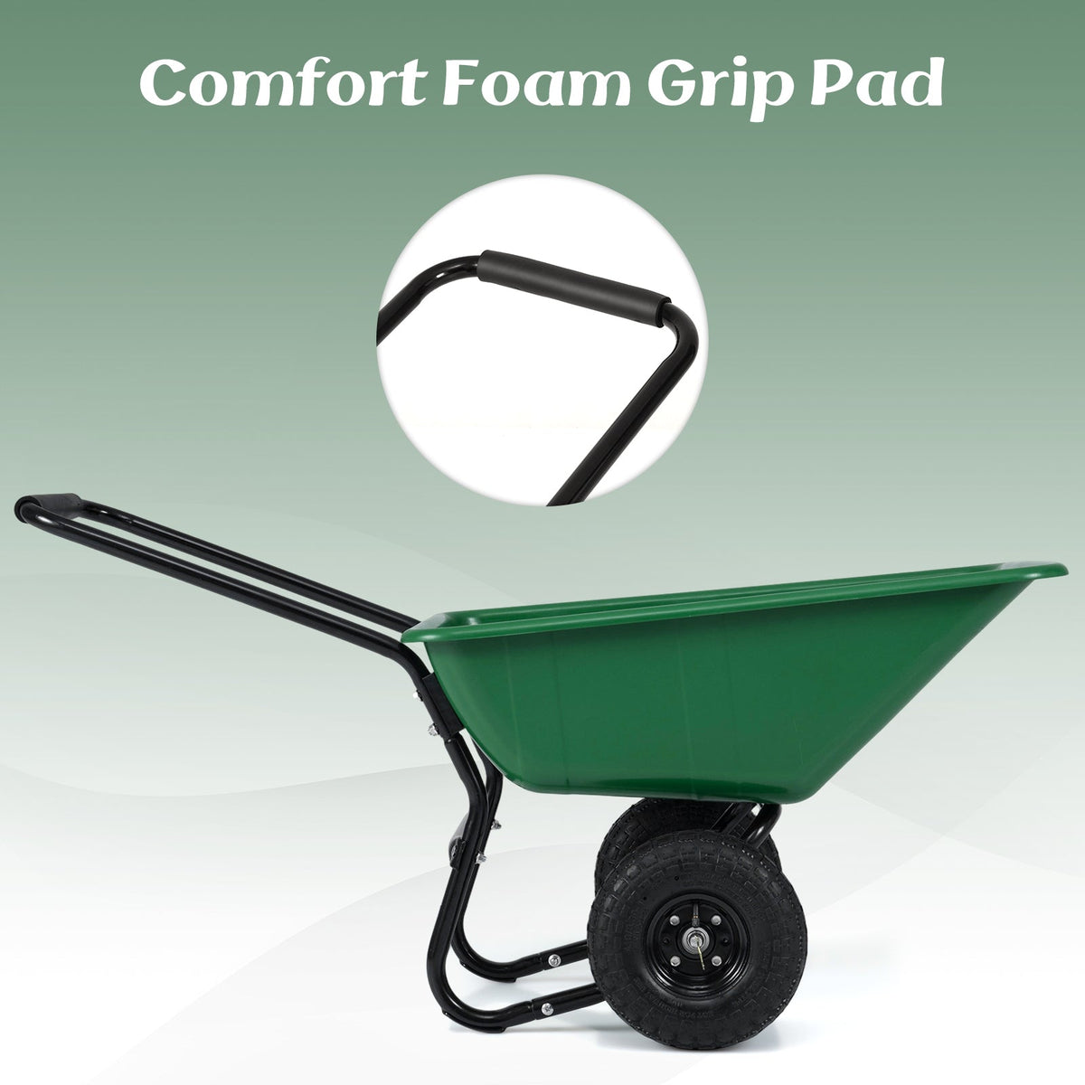 Dual-Wheel Wheelbarrow Garden Utility Cart with Pneumatic Tires