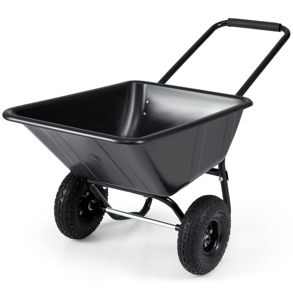 Dual-Wheel Wheelbarrow Garden Utility Cart with Pneumatic Tires