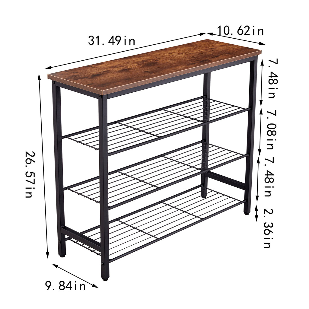 DN 4-Tier Metal Shoe Rack, Modern Multifunctional Shoe Storage Shelf with MDF Top Board, 1 pc per carton