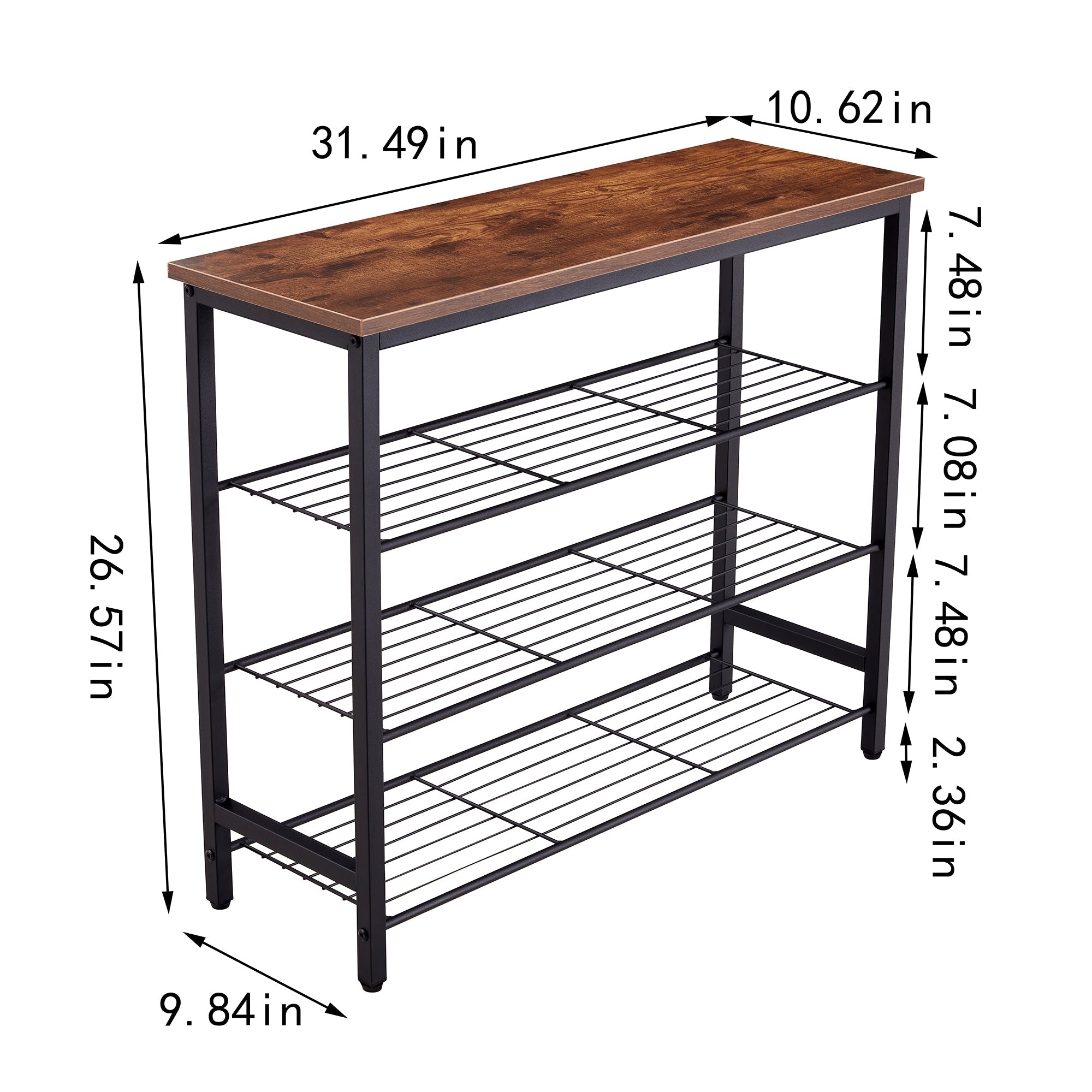 DN 4-Tier Metal Shoe Rack, Modern Multifunctional Shoe Storage Shelf with MDF Top Board, 1 pc per carton