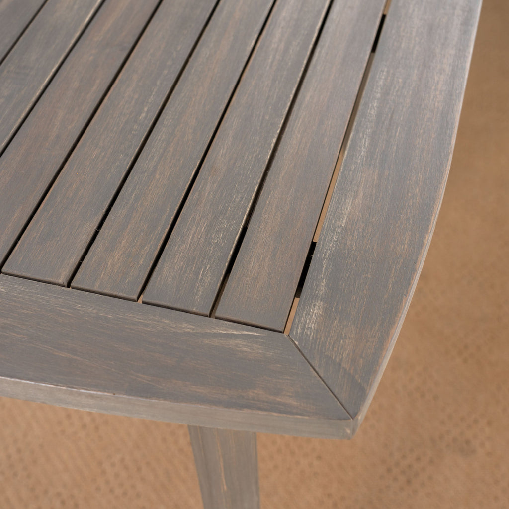 Outdoor Square Acacia Wood Table with Straight Legs, Gray