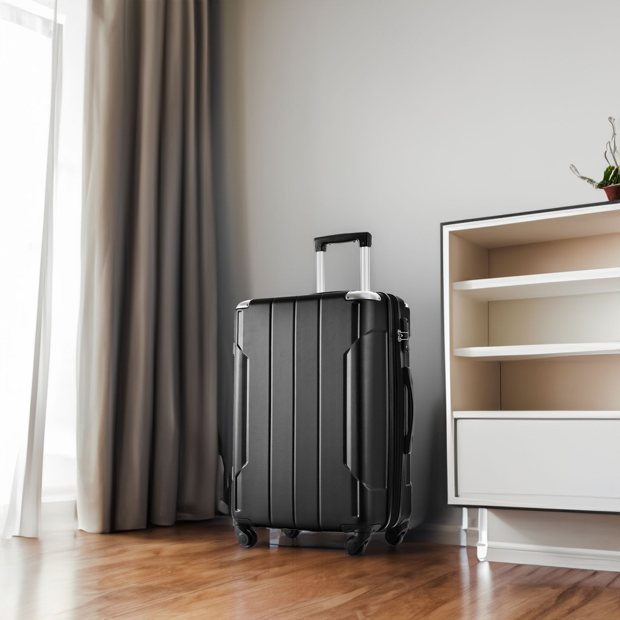 Hardshell Luggage Spinner Suitcase with TSA Lock Lightweight Expandable 28'' (Single Luggage) Black + ABS + 28 Inch