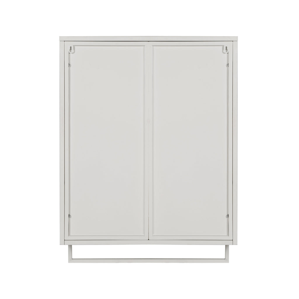 23.62"Glass Doors Modern Two-door Wall Cabinet with Featuring Two-tier Enclosed Storage an Open Shelf and Towel Rack