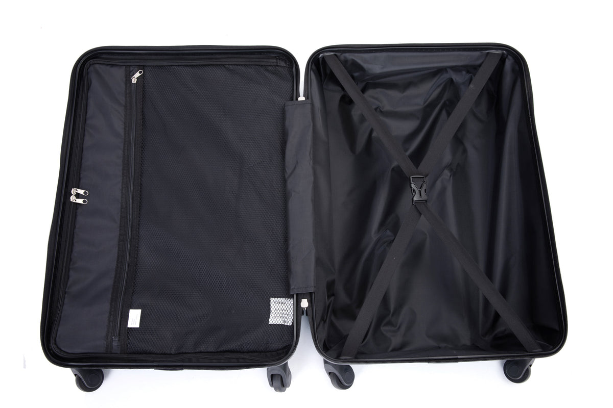 3 Piece Luggage Sets PC+ABS Lightweight Suitcase with Two Hooks Spinner Wheels (20/24/28) Red