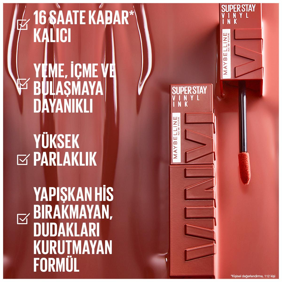 Maybelline New York Super Stay Vinyl Ink Long Lasting Liquid Lipstick - 16 Hour Wear, High Shine Finish, Smudge Resistant