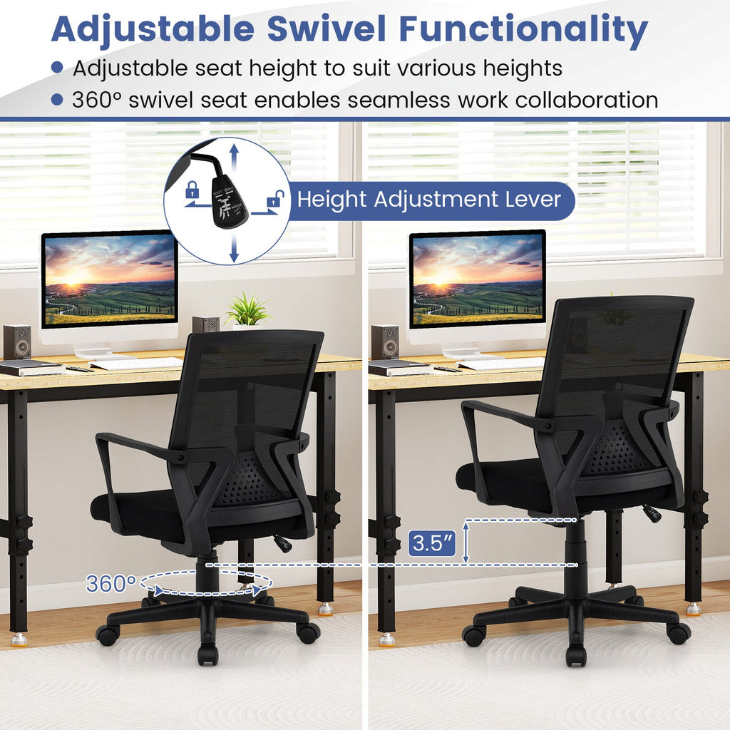 Ergonomic Desk Chair with Lumbar Support and Rocking Function-Black