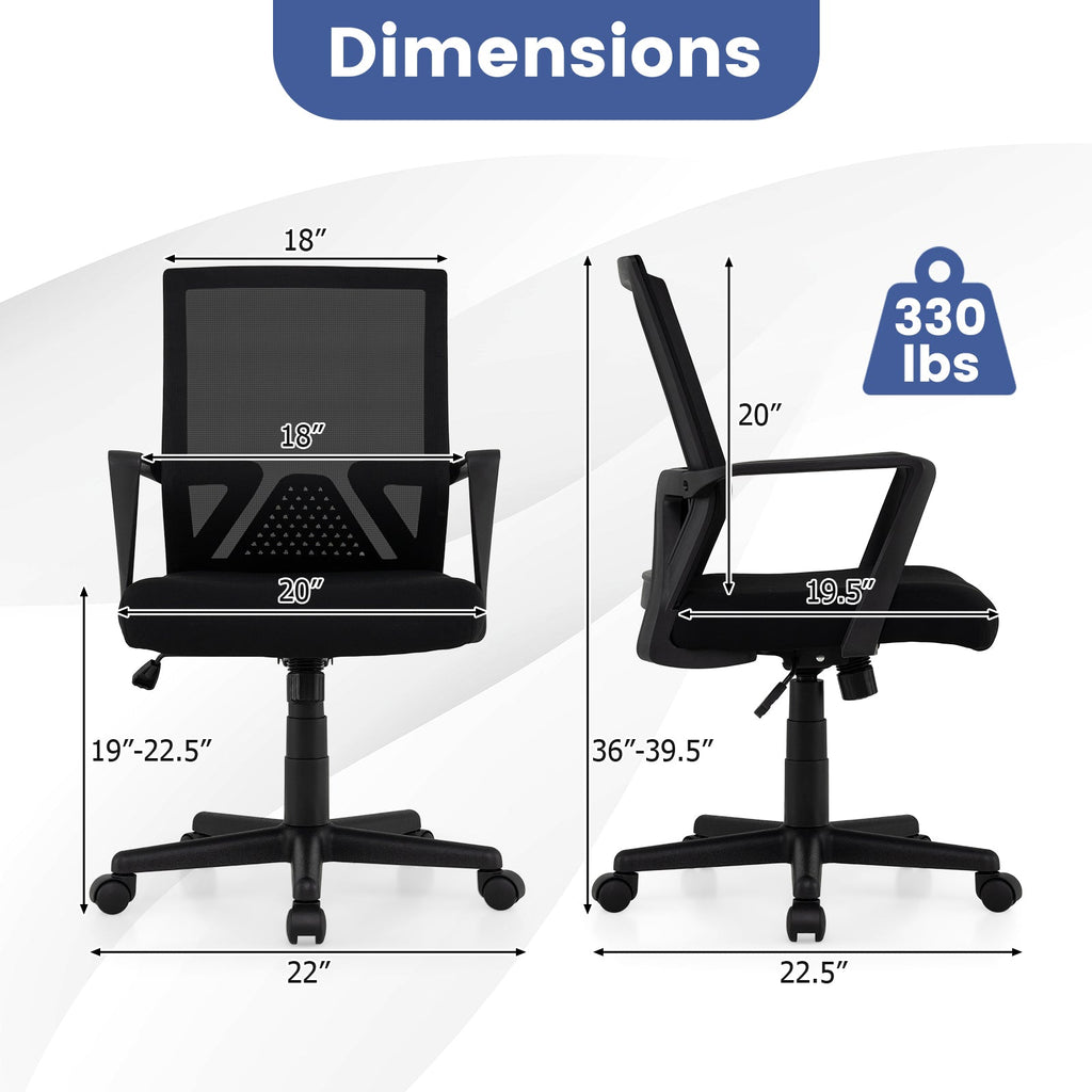 Ergonomic Desk Chair with Lumbar Support and Rocking Function-Black