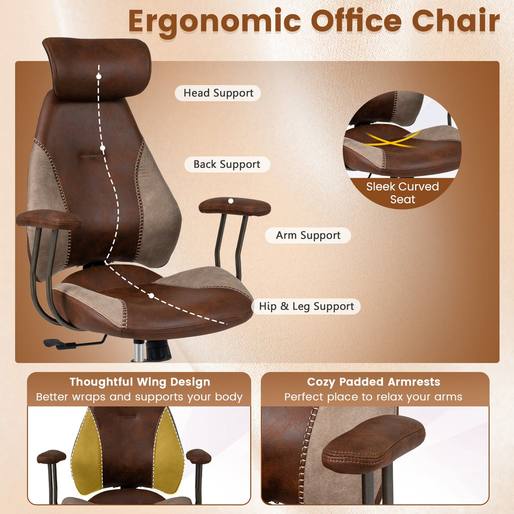 Ergonomic Office Chair Computer Desk Chair with 2D Headrest and Rocking Backrest