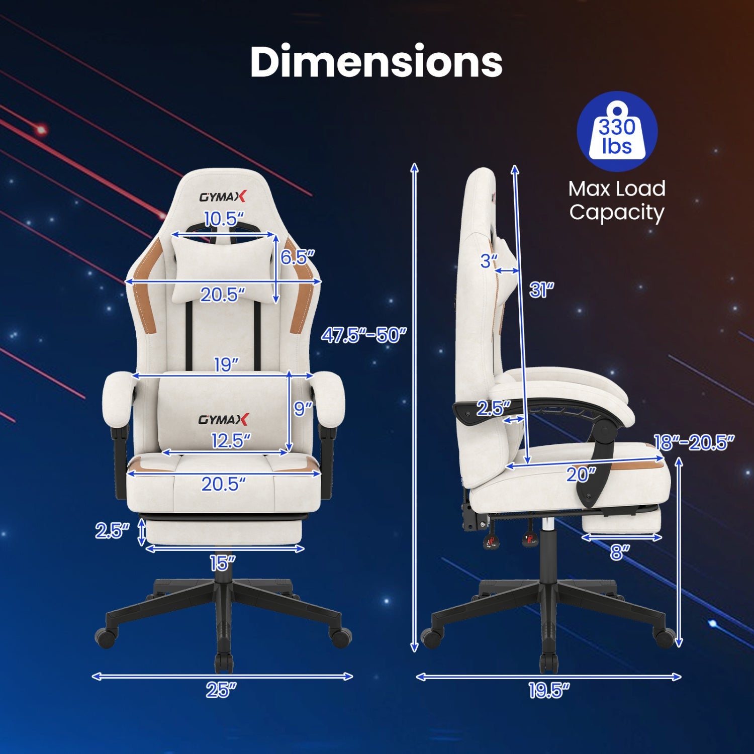 Ergonomic Video Game Chair with Headrest for Home Office