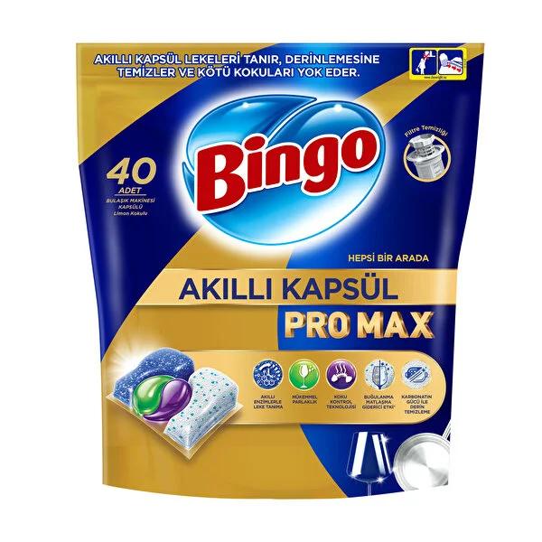Bingo Pro Max Dishwasher Detergent Pods 40-Count: Stain & Grease Removal, Odor Control, Crystal Shine, Filter Cleaner