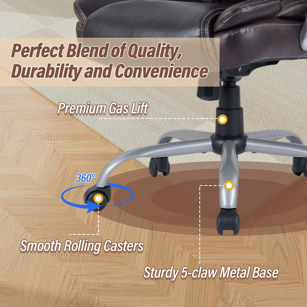 Executive Office Chair Leather Ergonomic Computer Desk Chair with Padded Seat and Armrests