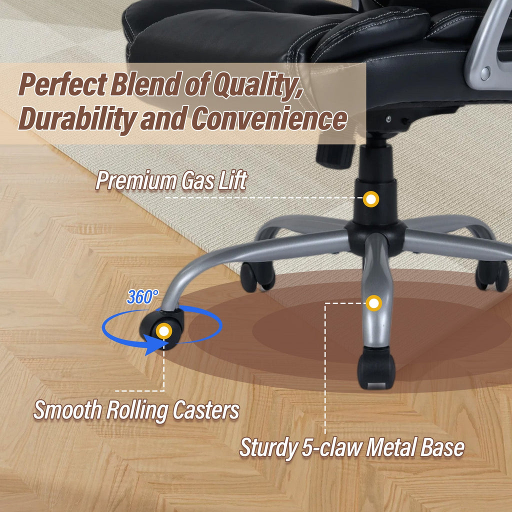 Executive Office Chair Leather Ergonomic Computer Desk Chair with Padded Seat and Armrests