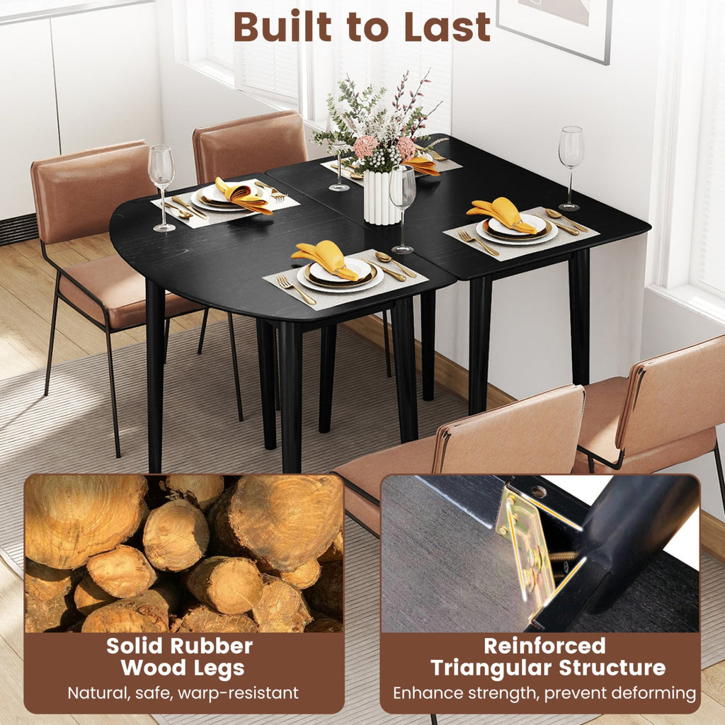 Extendable Oval Dining Table Set with 2 Half-Round Tables for 4-6 People