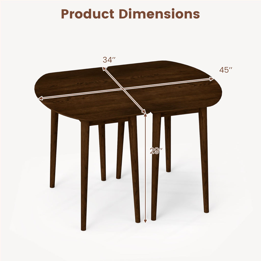 Extendable Oval Dining Table Set with 2 Half-Round Tables for 4-6 People
